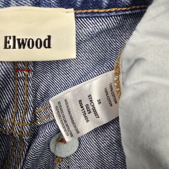 Elwood Jean Shorts Raw Hem Med Wash Blue Mens Size 36 - Picture 6 of 12